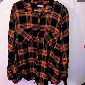 Maurices Red and Black Plaid Shirt 3XL